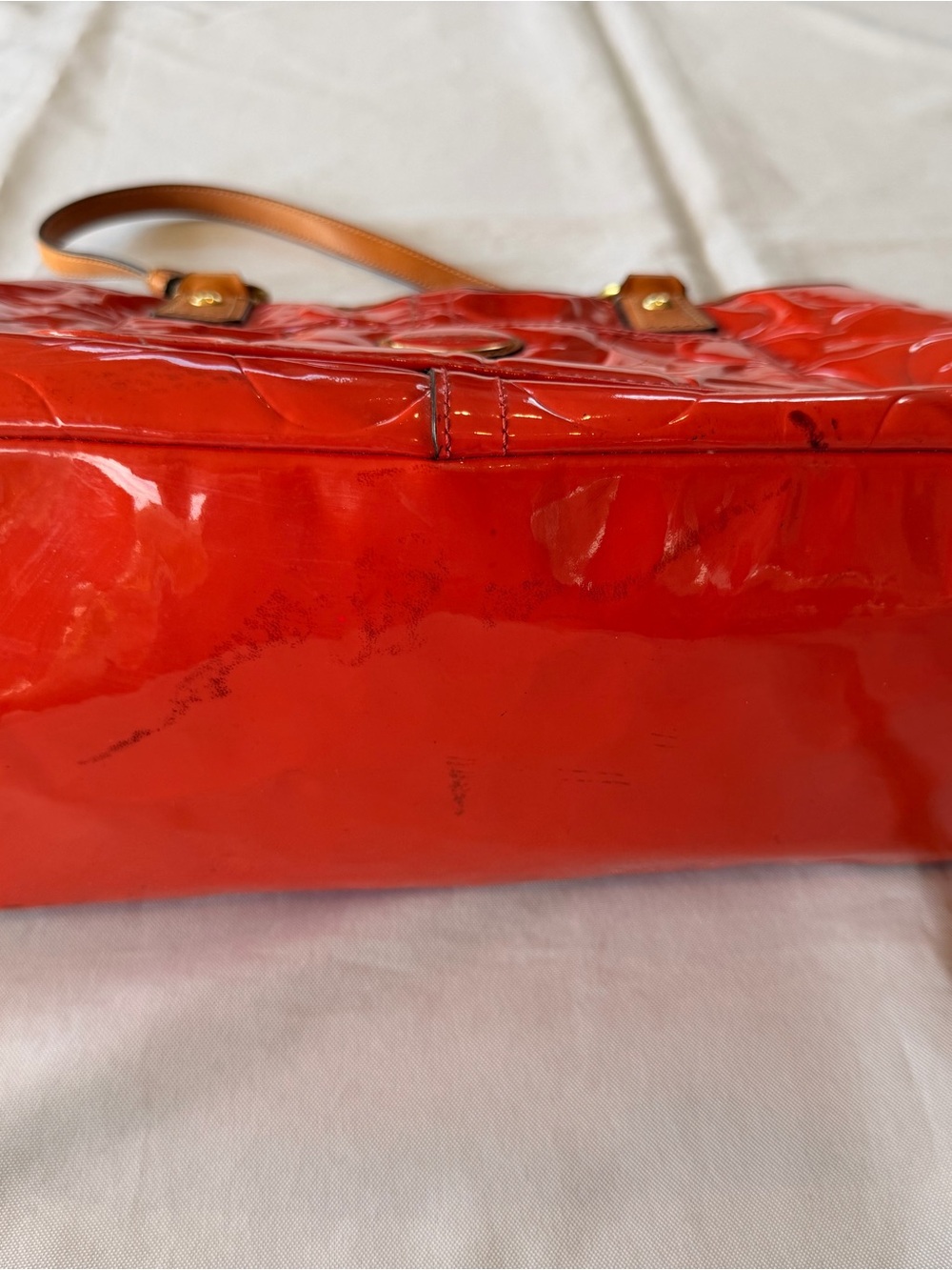 Coach Papaya Peyton Embossed Patent Leather Kisslock Orange Tote No F23722 - Picture 16 of 16